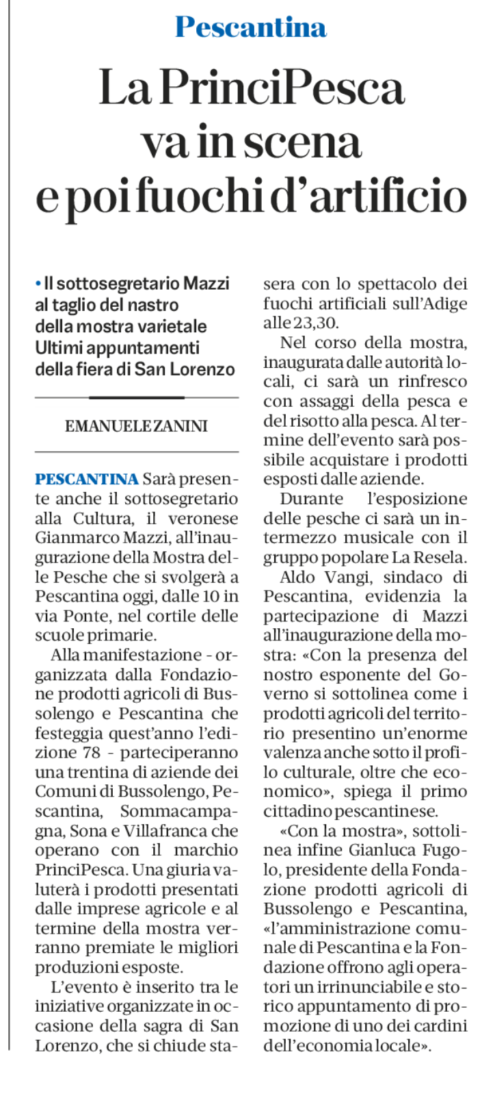 l'articolo dell'Arena del 10 agosto 2024