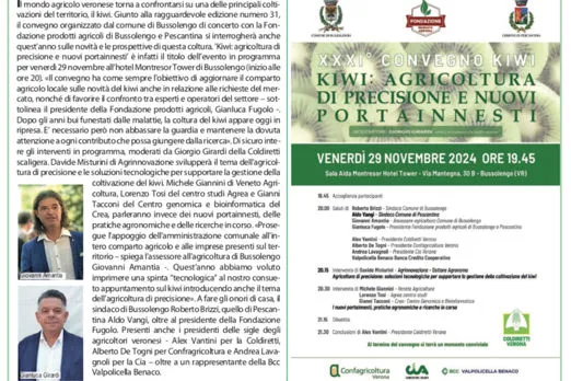 L'articolo del mensile L'Altro Giornale sul convegno sul kiwi in programma il 29 novembre a Bussolengo.