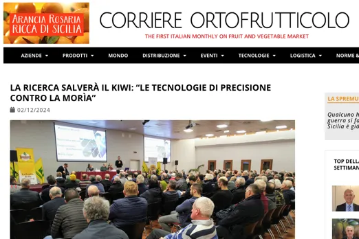 La prestigiosa rivista di settore parla del convegno sul kiwi