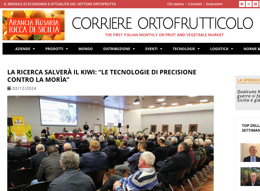 La prestigiosa rivista di settore parla del convegno sul kiwi