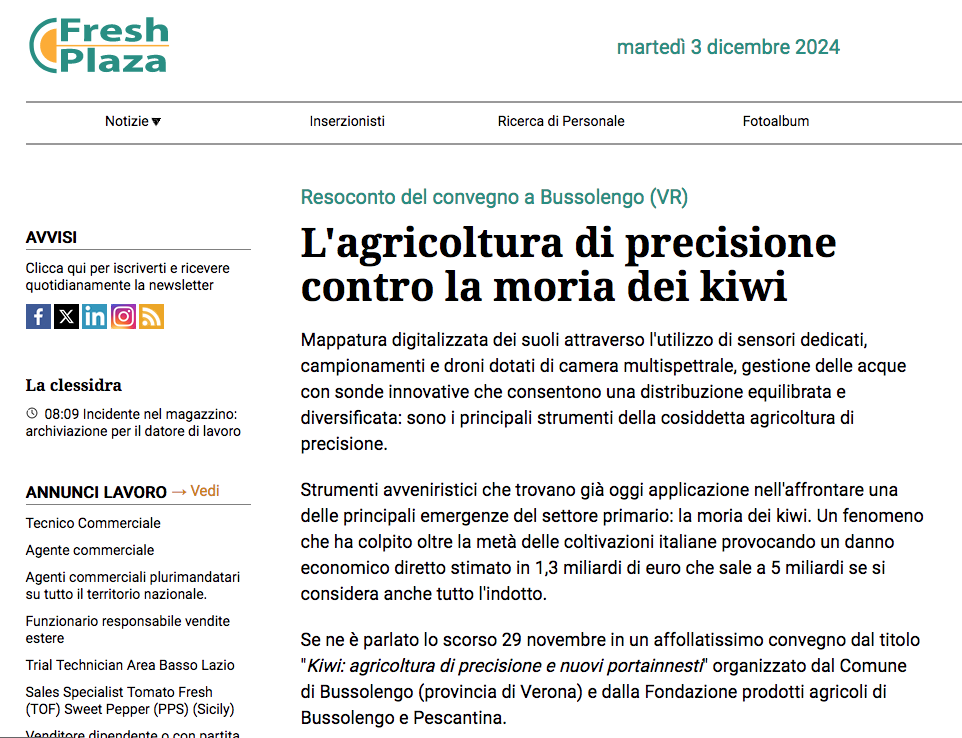 Il magazine di settore Fresh Plaza si occupa dell'evento di Bussolengo.