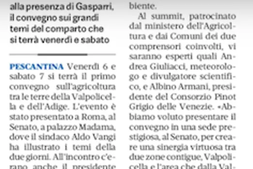 L'Arena riprende la notizia sull'evento del 6 e 7 dicembre