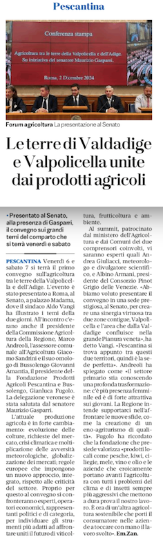L'Arena riprende la notizia sull'evento del 6 e 7 dicembre
