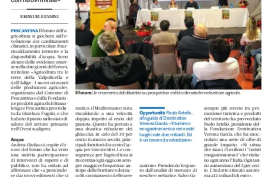 Il quotidiano L'Arena si occupa del Forum di Pescantina