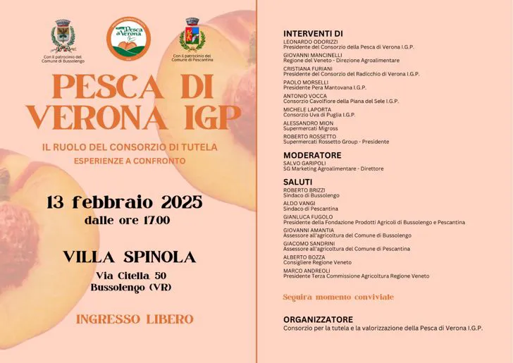 Il 13 febbraio a Bussolengo un convegno sulla Pesca di Verona Igp