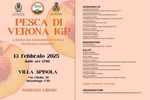Il 13 febbraio a Bussolengo un convegno sulla Pesca di Verona Igp