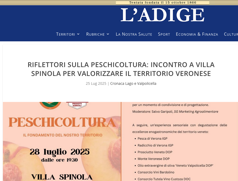Le uscite sui media sulla presentazione dell'evento sulla peschicoltura