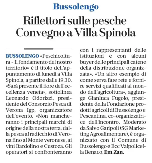 L'evento di Villa Spinola sul quotidiano L'Arena di Verona