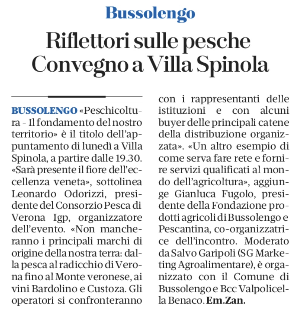 L'evento di Villa Spinola sul quotidiano L'Arena di Verona