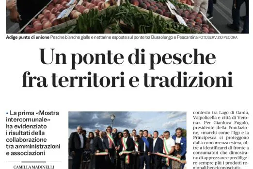 L'articolo del quotidiano L'Arena di Verona sulla Mostra delle Pesche