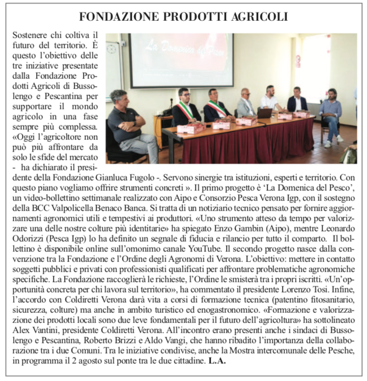 L'Altro Giornale parla del Piano della Fondazione a favore del mondo agricolo