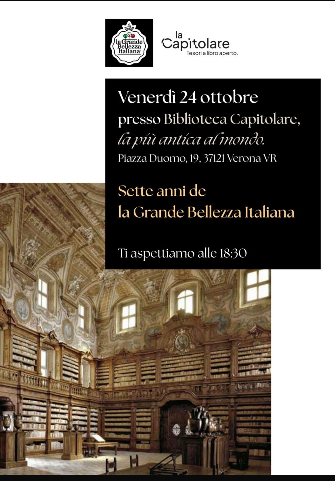 VENERDI' 24 ALLA BIBLIOTECA CAPITOLARE I 7 ANNI DELLA GRANDE BELLEZZA
