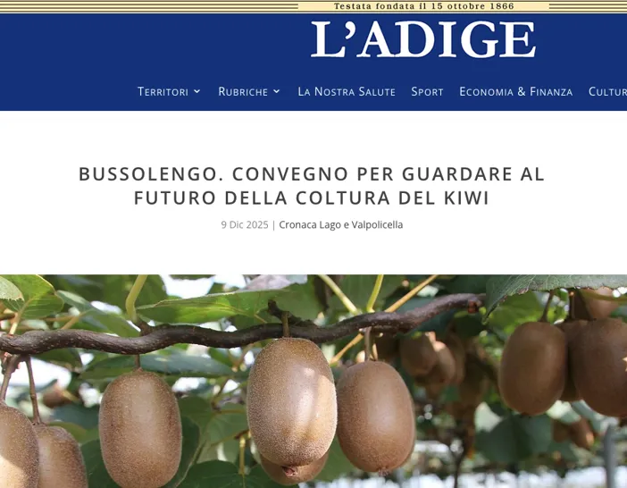 Sul quotidiano online L'Adige la notizia del convegno sul kiwi