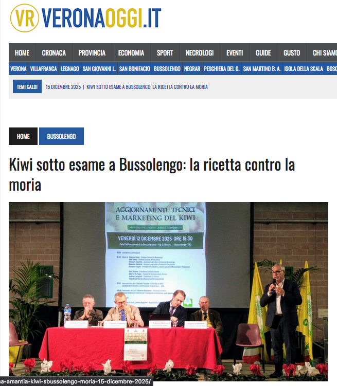 Il convegno sul kiwi sul webmagazine Veronaoggi