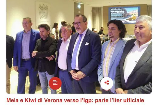 La notizia della presentazione delle Igp di Mela e Kiwi su Daily Verona