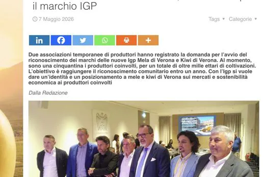 La notizia della presentazione delle Igp di Mela e Kiwi su Fruitbook Magazine
