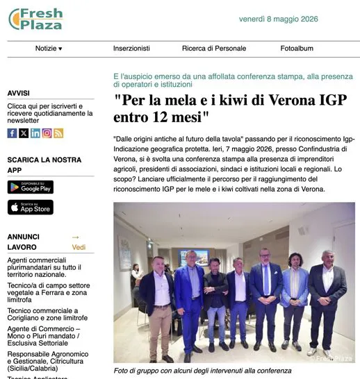 La notizia della presentazione delle Igp di Mela e Kiwi su FreshPlaza