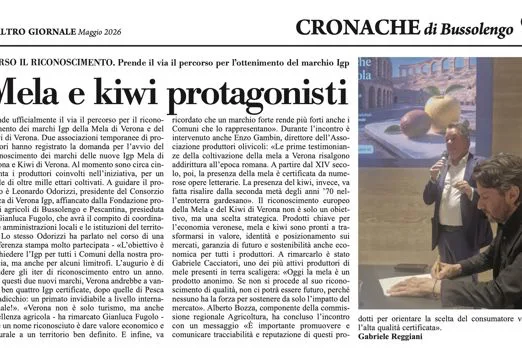 La notizia della presentazione delle Igp di Mela e Kiwi su L'Altro Giornale