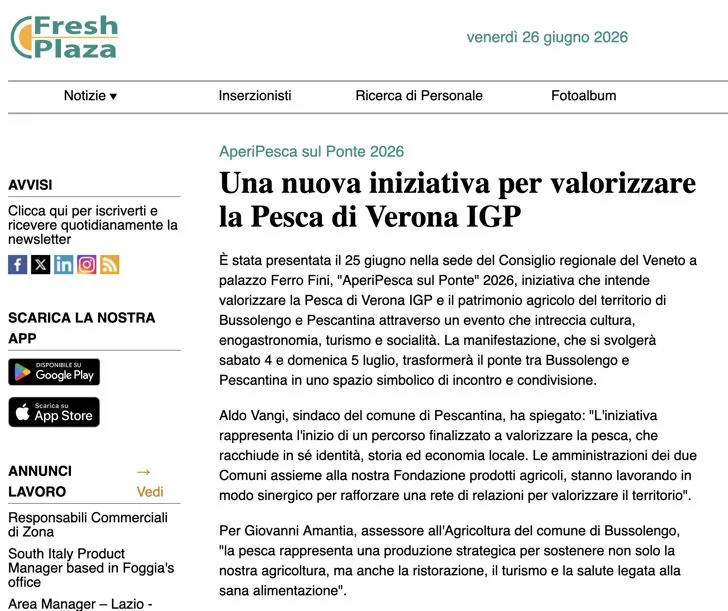 La notizia della conferenza stampa in Regione su Fresh Plaza