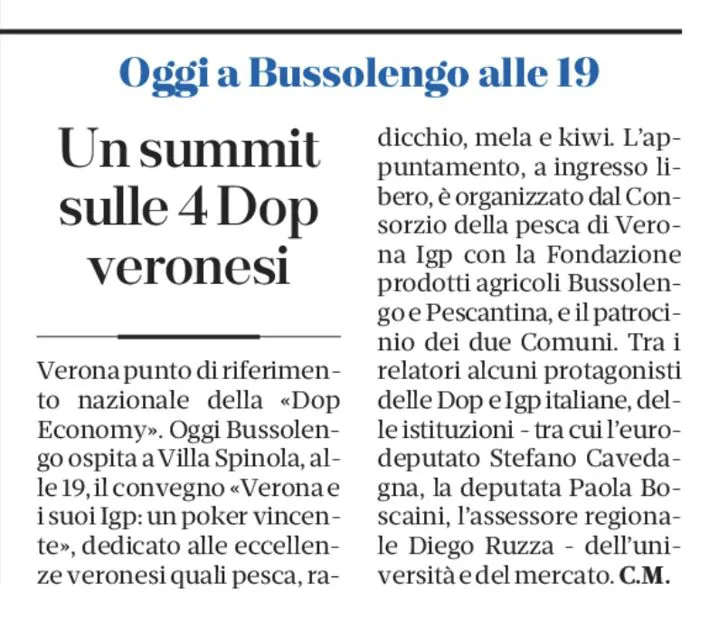 L'evento sulle Igp a Villa Spinola su L'Arena