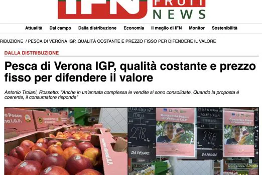 Italia Fruit News parla della Pesca di Verona Igp