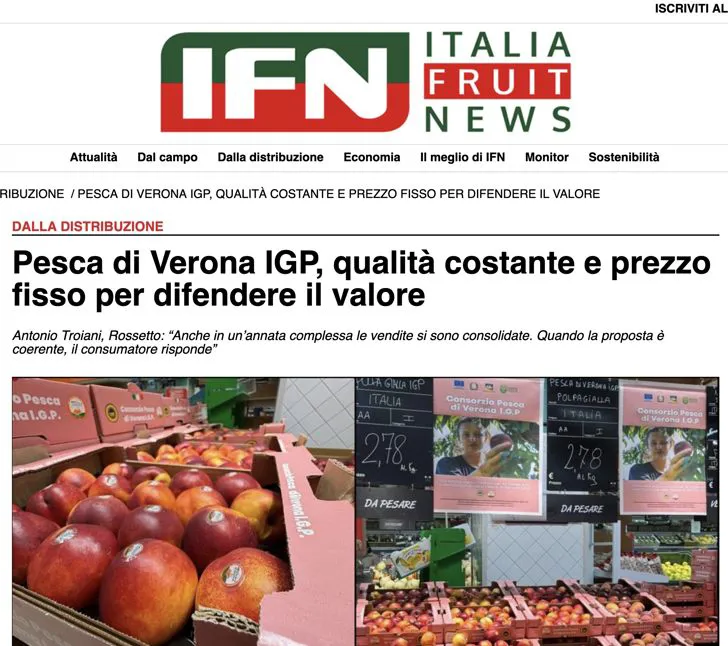 Italia Fruit News parla della Pesca di Verona Igp