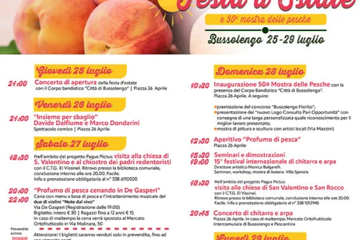 locandina festa d'estate e mostra delle pesche bussolengo